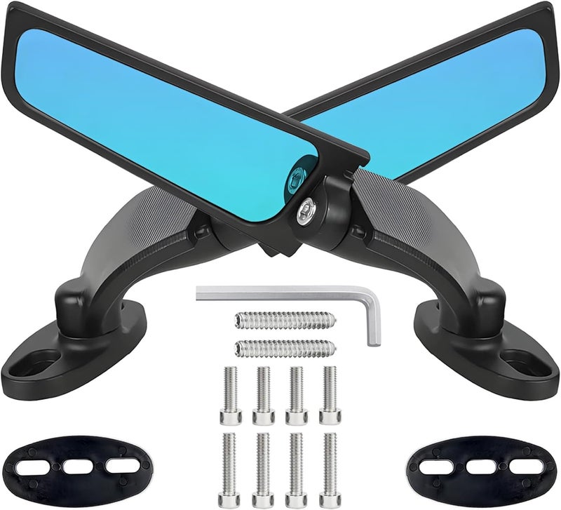 Scerymo Anti-Glare Motorcycle Rear View Mirrors, 360° Rotating Stealth Mirror, Adjustable Side Mirrors, for Kawasaki Ninja 300 400 500 650, Honda CBR300R CBR500R CBR600RR CBR1000RR, Suzuki GSXR 600 750 1000 - Image 1